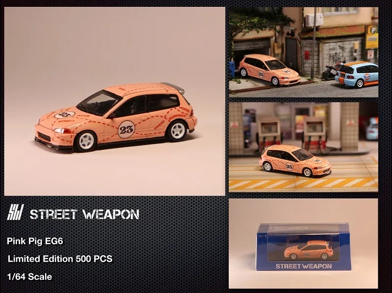 SW 1:64  EG6 PinkPIG Diecast Model Car