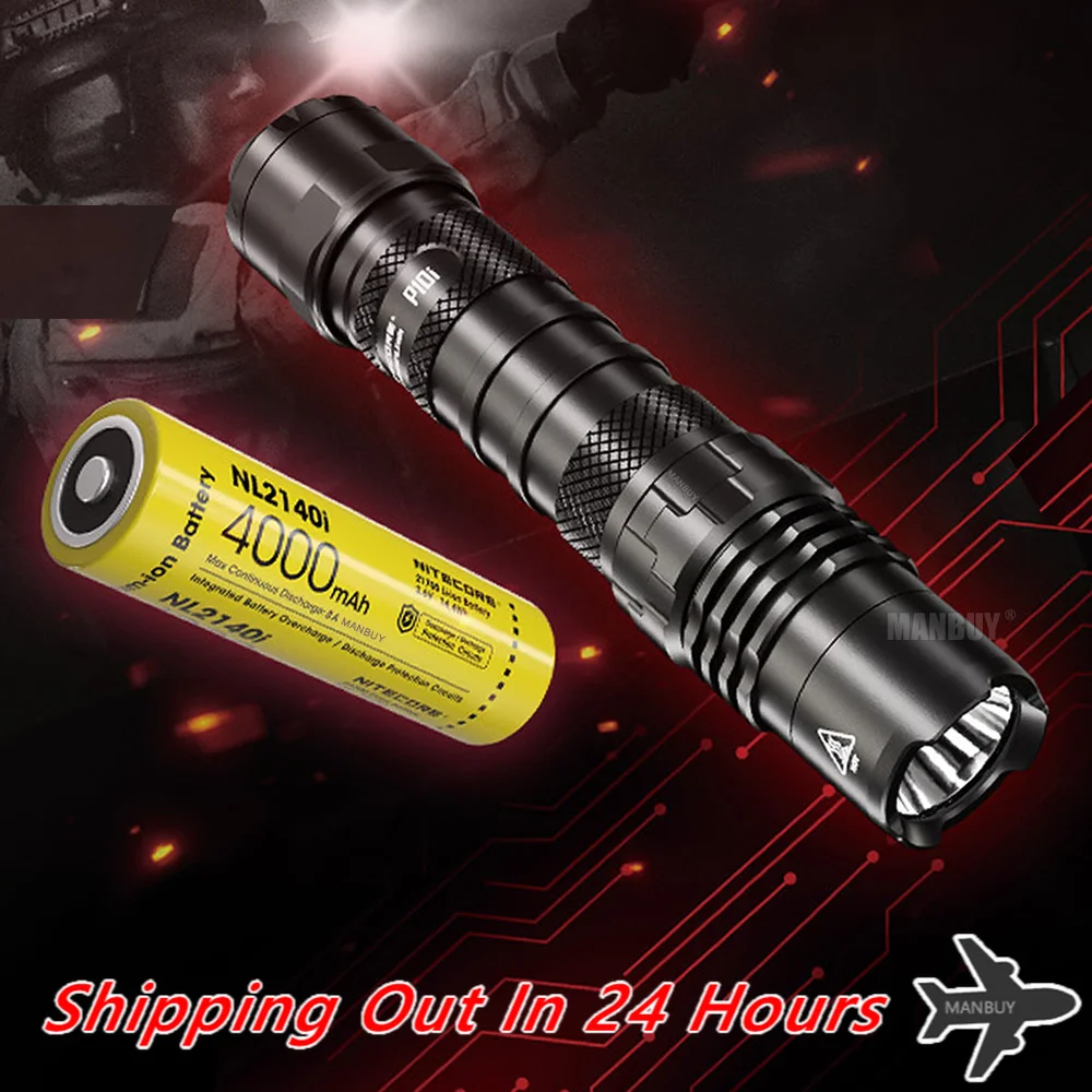 

Wholesale Nitecore P10i 1800 Lms USB-C Rechargeable LED Flashlight Luminus SST-40-W + NL2140i 21700 Battery NTH10 Holster