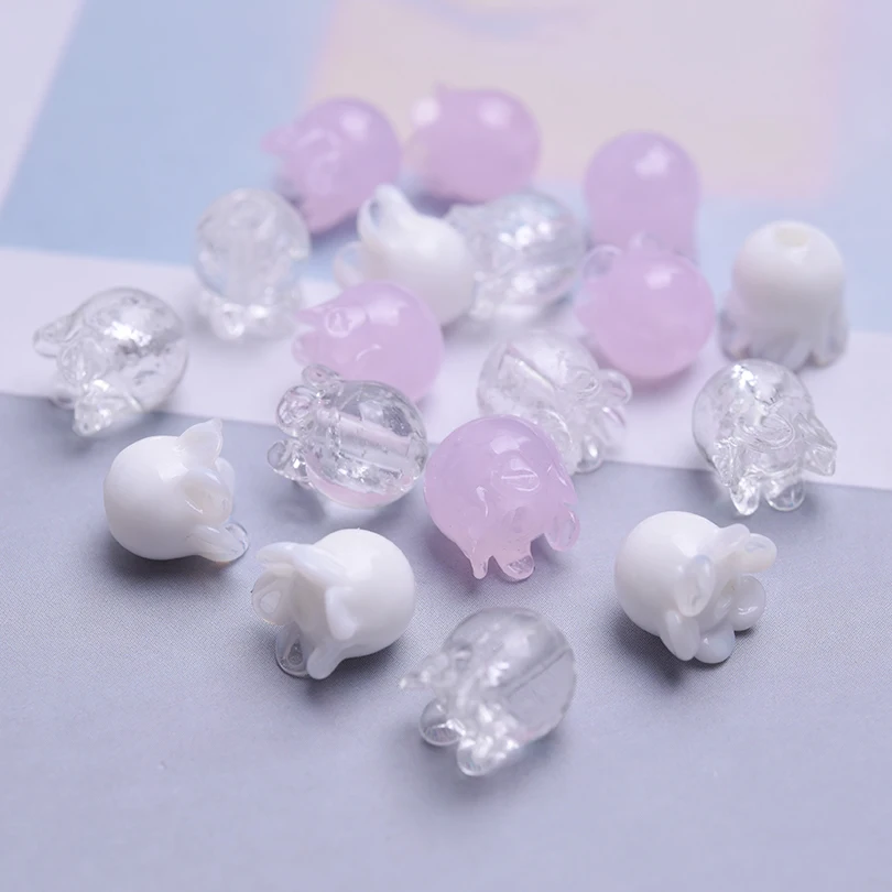 6pcs/Mix Jellyfish Made Of Handmade Glass Diy Handmade Pendant Beads Earring Bracelet Accessories Beads String Art Charm Gift