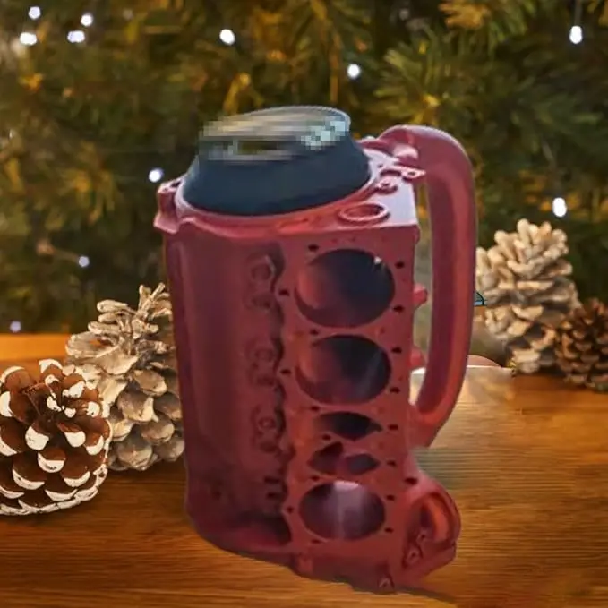 Engine Block Can Mug 3D Printed Engine Cylinder Block Can Cup Holder Valentine's Day Gift - Detail 1