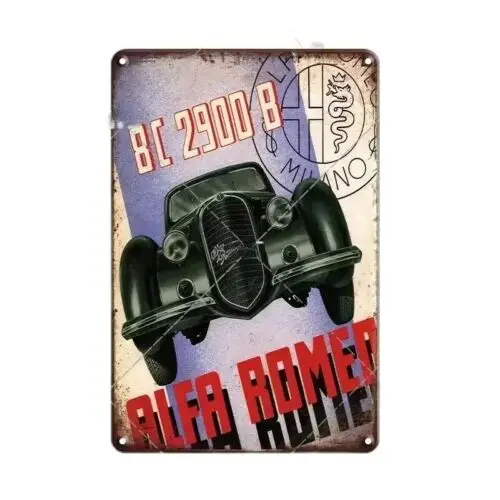 Y1,Romeo 8C Metal Tin Sign Retro Car Art Italian Decor-aluminum