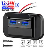 USB Car Charger Adapter Dual QC 3.0 36W Panel Wall Mount Quicker Charger Accessories for 12V/24V Truck Boat Caravan