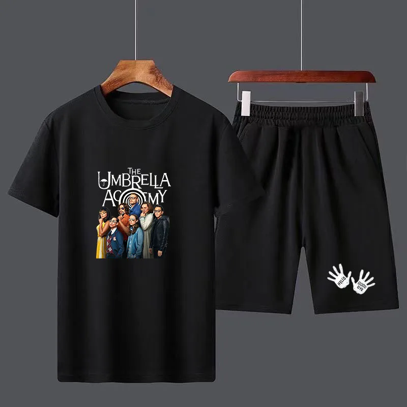 

The Umbrella Academy Cotton Men's T-shirt Shorts Sets Breathable Casual T shirt Running Set Boys Harajuku Male Streetwear Tops