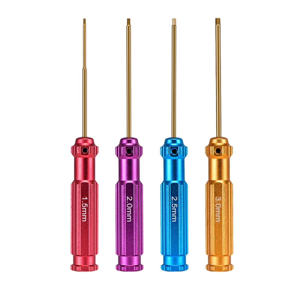 

RC Tools 4 pcs hex screw driver set titanium plating hardened 1.5 2.0 2.5 3.0mm screwdriver For RC Toys FPV Racing Drone Cars