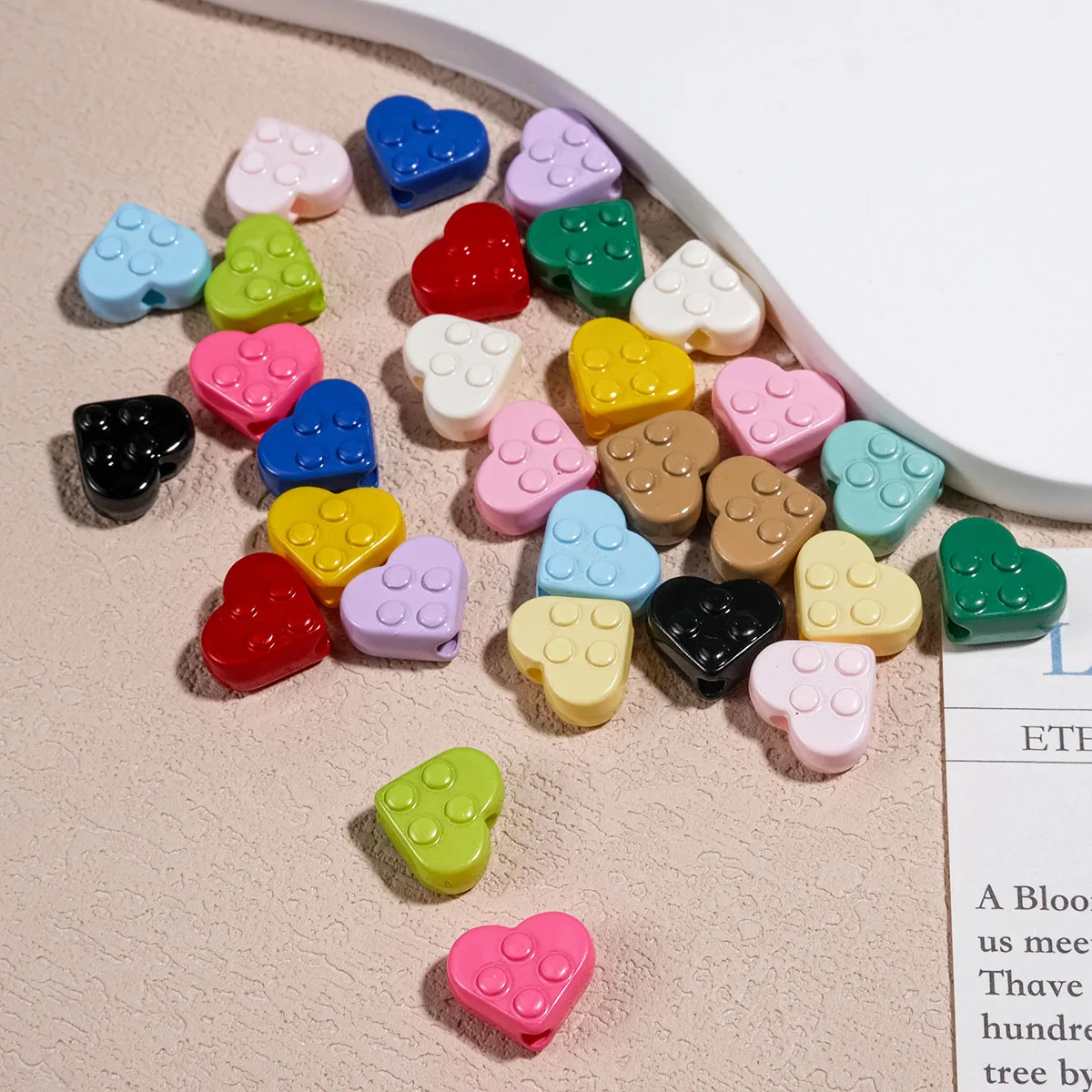 

Trendy New Solid Colors Love Heart Shape With Dots Jewelry Beads Fit Bracelet Necklace Earring Ornament Decor 10*12*5mm 200pcs