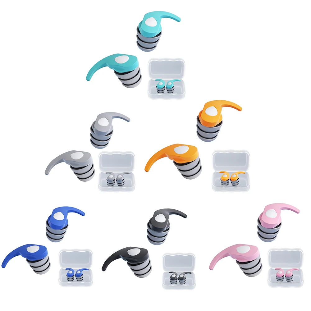 1 Pair Silicone Soundproof Ear Plugs Ear Protection Earplugs Soft Comfort Sound Blocking Earplugs for Travel Work Sleep Swimming