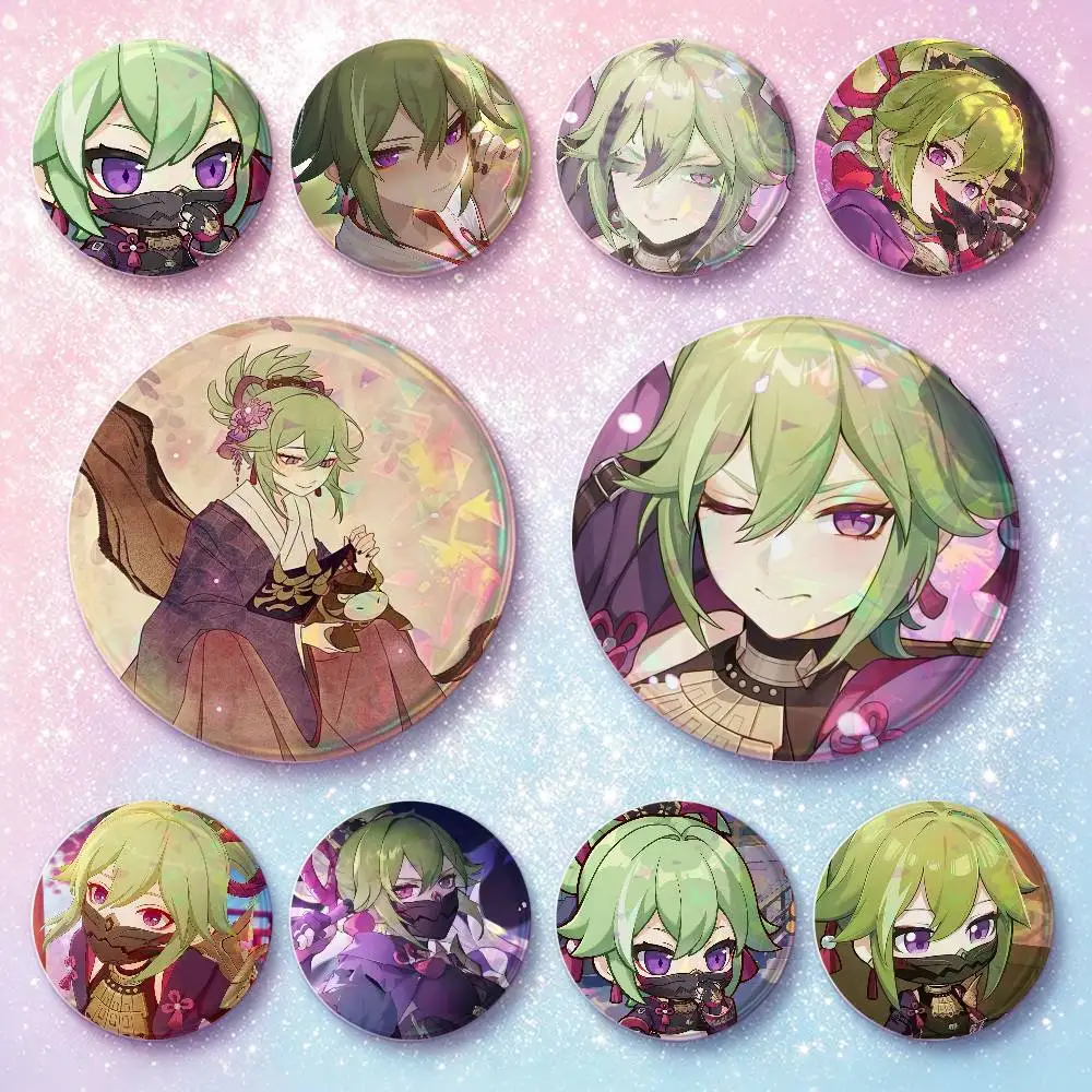 Kuki Shinobu Genshin Impact Badges 25 32 44 58 75 Mm Round Cosplay Pin Bag Decor Fans Collect Friends Gifts Brooch Souvenir