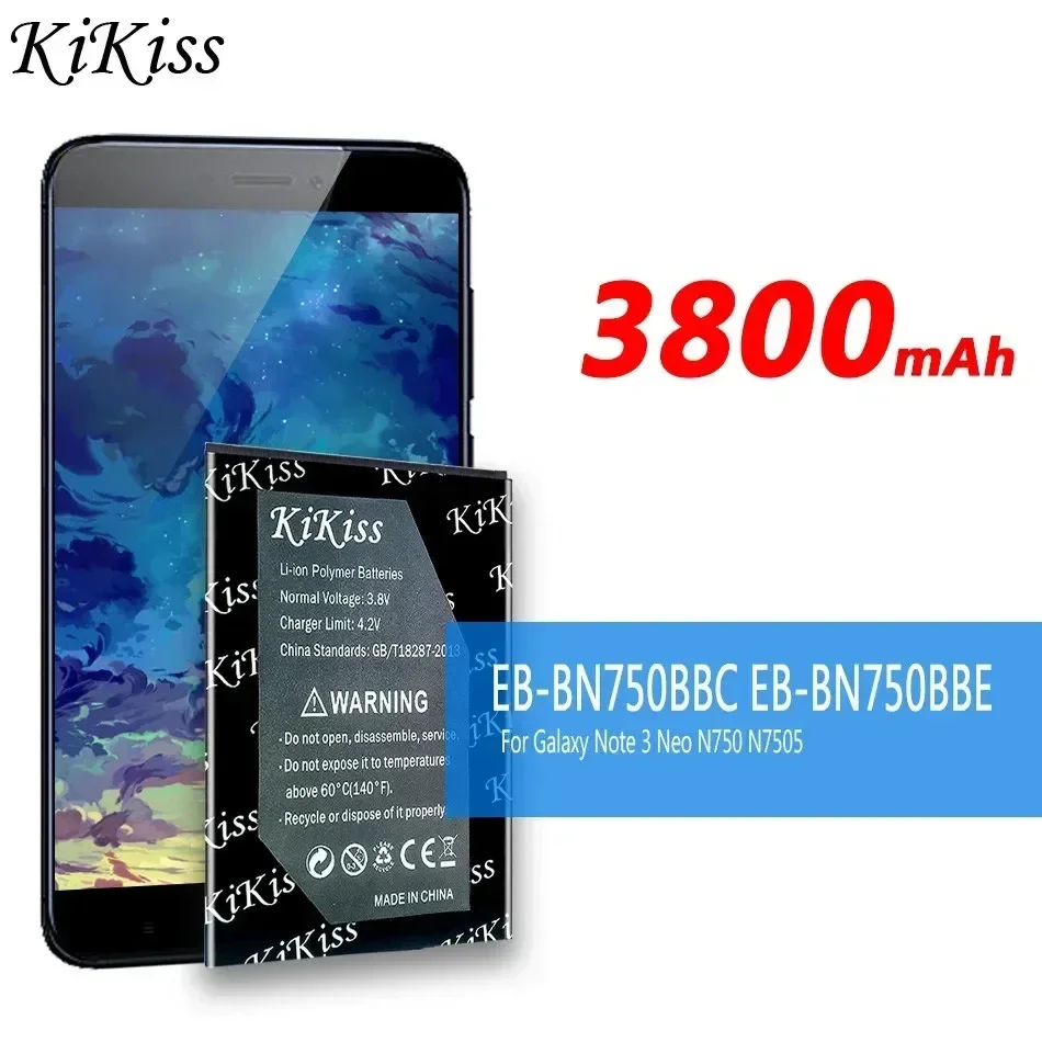 KiKiss EB-BN750BBC EB-BN750BBE 3800mAh Battery for Samsung Galaxy Note 3 Note3 Neo N750 N7505 N7502 N7500Q N7506V N7508V E510