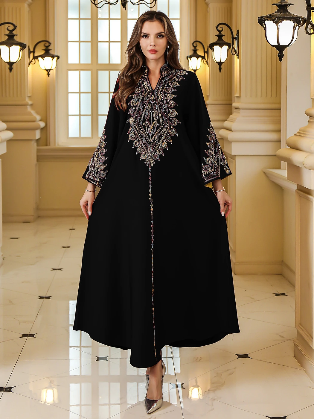 Vestido Eid Abaya para mujer, bordado musulmán, caftán marroquí de Ramadán, Jalabiya, vestido largo de fiesta, Vestidos de Dubái, Vestidos saudíes Abayas