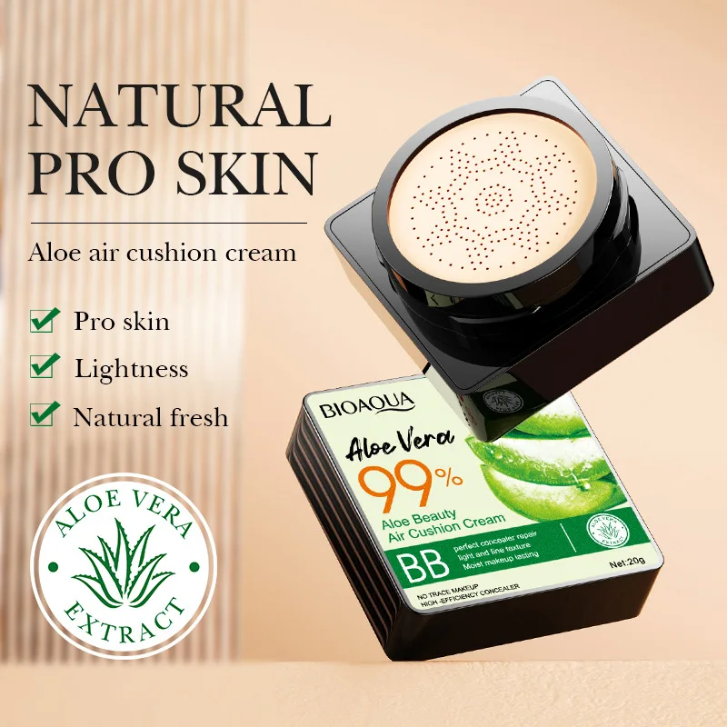 Aloe Air Cushion Foundation CC Cream Water Feeling Flawless BB Cream Moisturizing Oil Control Smooth Natural Concealer