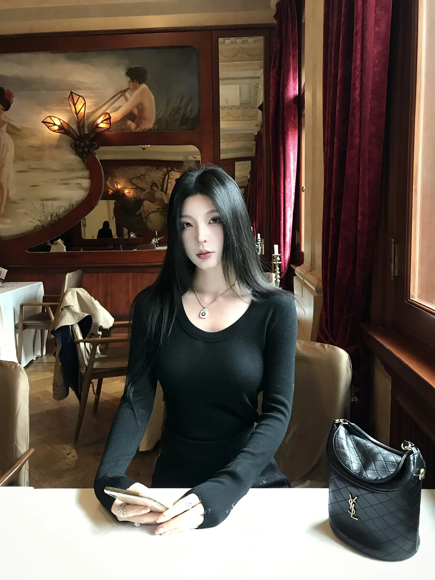 

Ele Long Sve U-Ne Knitwear Women's Slim Fit Versatile Color Base Layer Top for Daily Wear And Outerwear