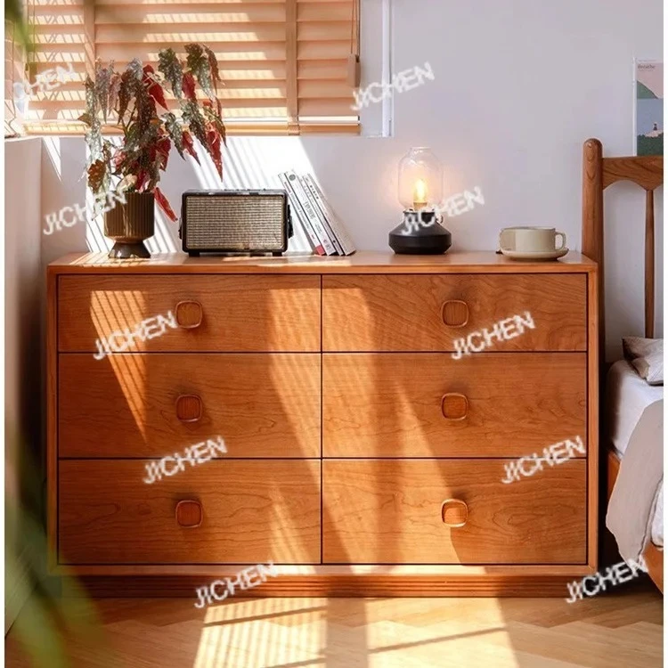 

Квадратный шкаф с шестью сундуками и фруктами, вишневое дерево, старинный шкафчик для спальни, шкафчик для гостиной, шкаф с выдвижным ящиком, прикроватный шкаф