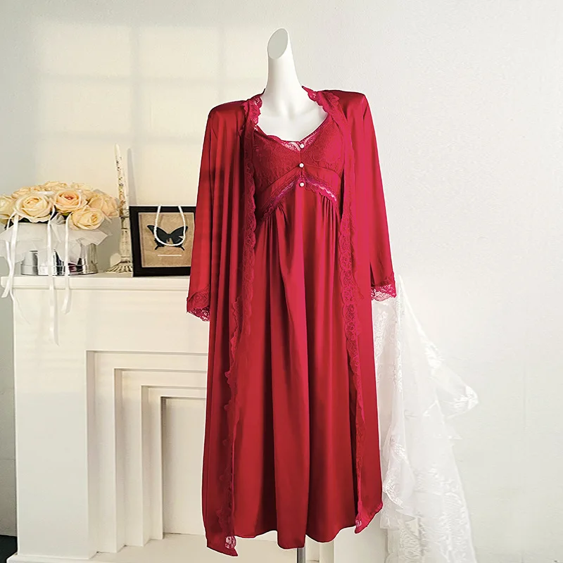 

Новый комплект для дома и сна: кимоно, платье, ночная сорочка, пеньюар с кружевными вставками для невесты, весна-лето 2026