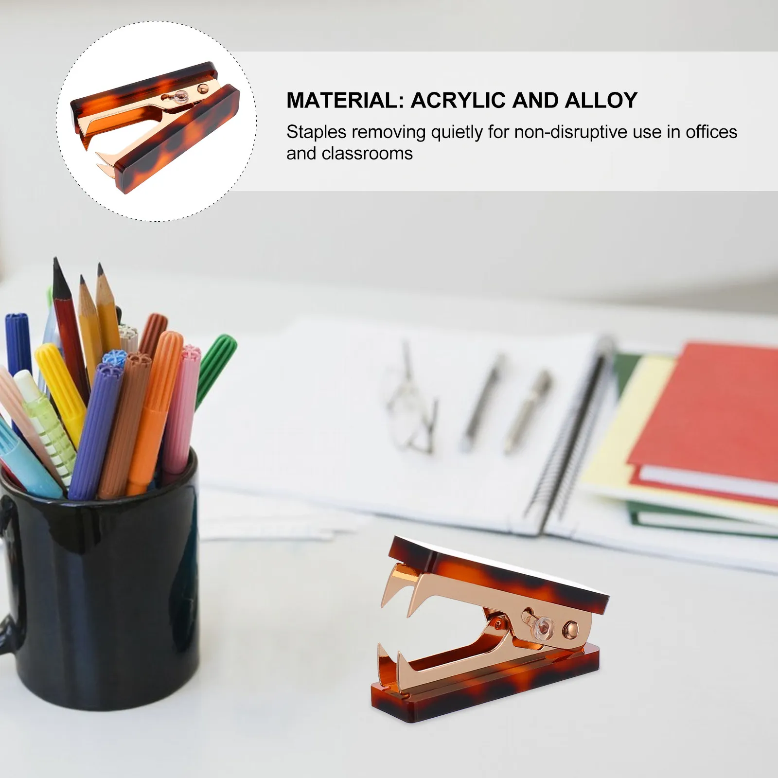 Acrylic Staple Remover for Desktop – Quiet, Non-Disruptive Staple Puller for Office, Study & Home Stationery Use