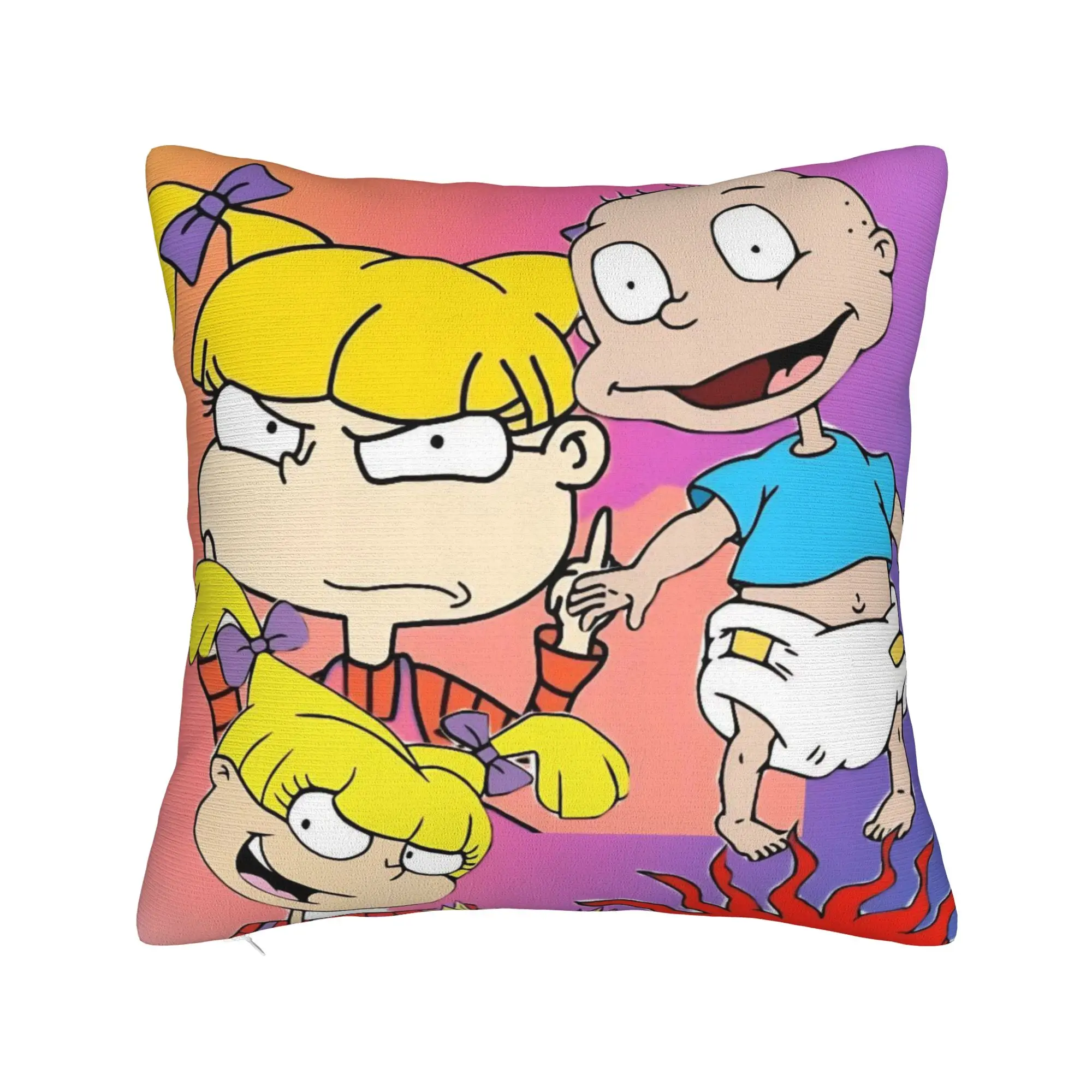 Decorative Pillowcase Cartoon R-Rugrats Merch Home  Throw Pillow Case Cover Zippered Multi Size