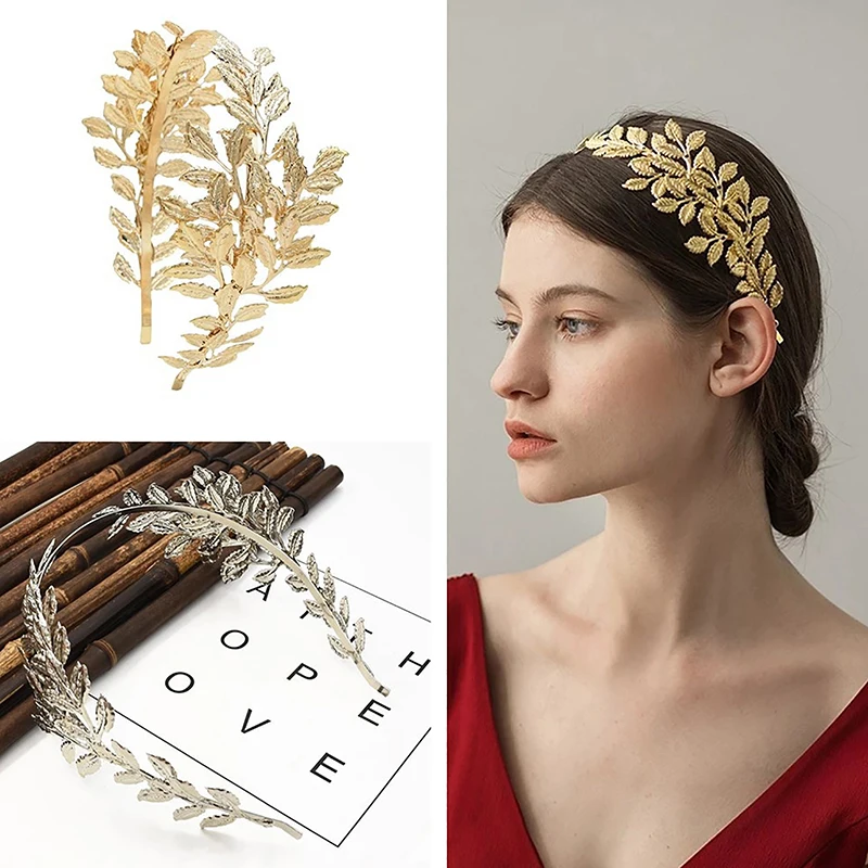 Retro Gold Leaf Vine Headband Wedding Roman Bride Head Jewel Crown Luxury Hair Hair Hoop Headpiece Tiara Accessories Goddess