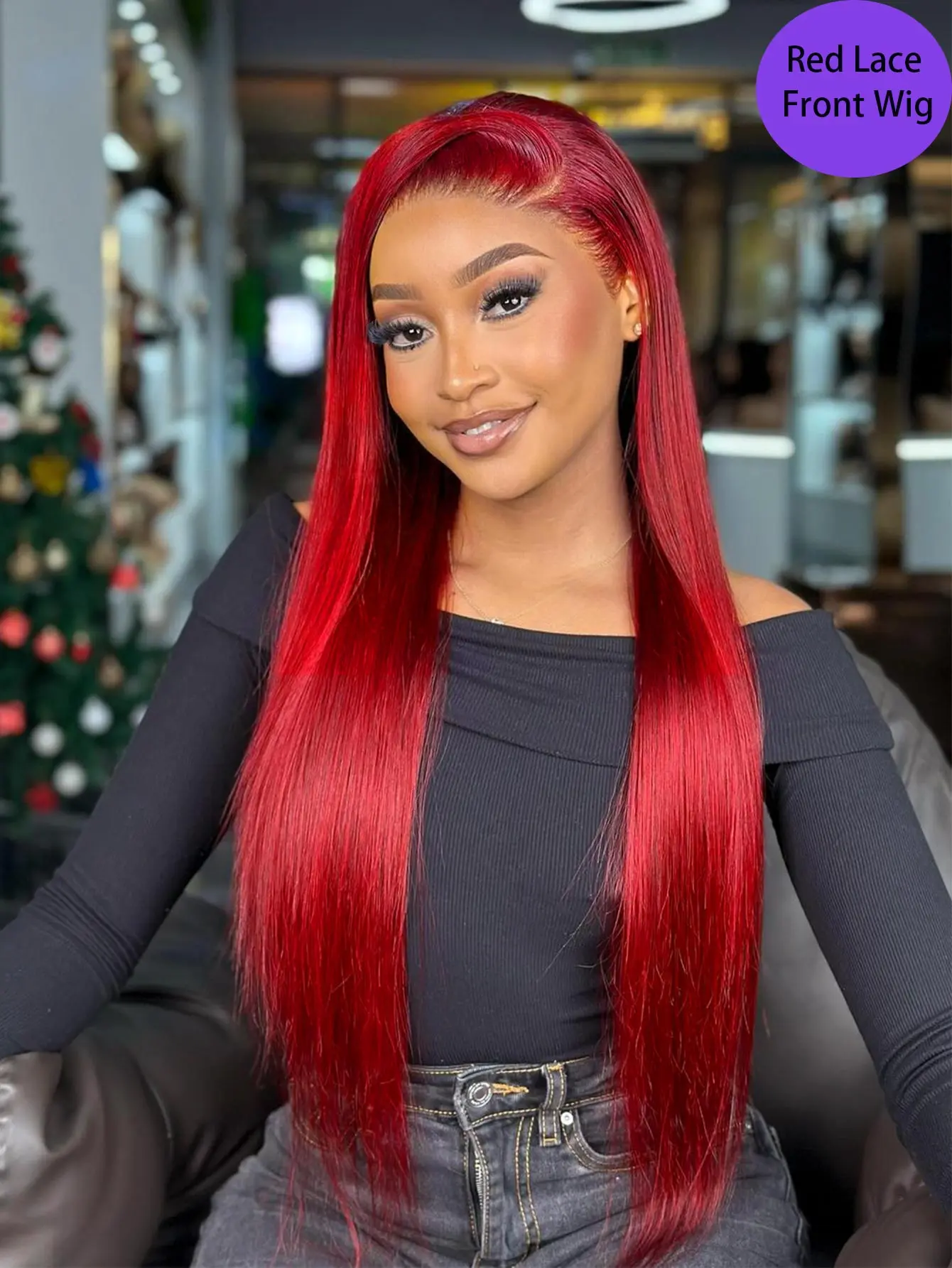 Hot Red Lace Front Human Hair Wigs Bone Straight 13x6 HD Transparent Lace Front Wig for Black Women Burgundy 99J Lace Front Wig