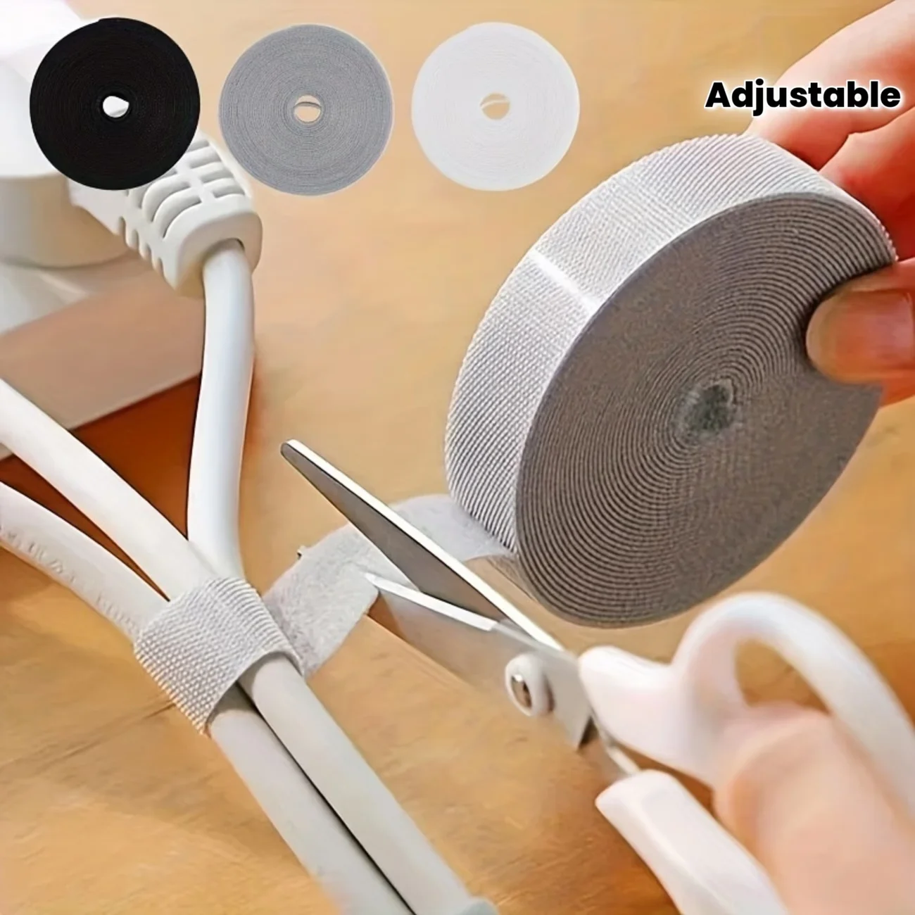 1roll 5m/196.85in Cable Organizer Cable Management Wire Winder Tape Earphone Mouse Cord Management Ties Protector