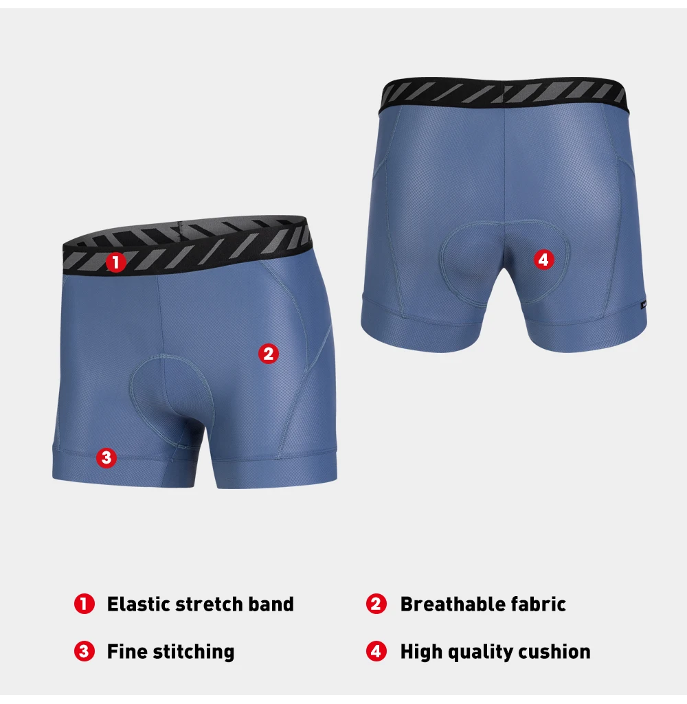 Santic Herren-Radhose, atmungsaktiv und schnell trocknend, Fahrradunterwäsche, stoßdämpfende Kissen-Radhose für 4 Stunden – Detail 3