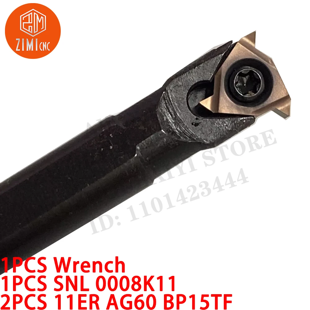 1PC SNL 0008K11 8mm Draaddraaigereedschaphouder + 2PC 11ER AG60 BP15TF Schroefdraadcarbide inzetstukken CNC metaal mechanisch snijgereedschap