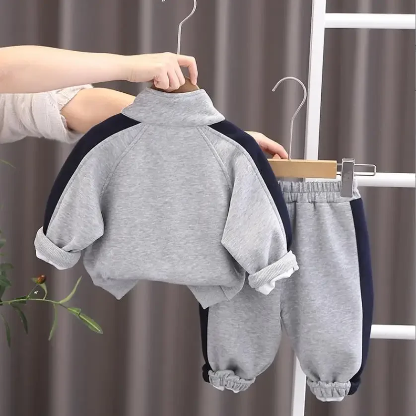 Jongens Designer Sweatshirt Sets Koreaanse Stijl Monogram Opstaande Kraag Casual Hoodies + Broek Peuter Outfits Kinderen Kinderkleding