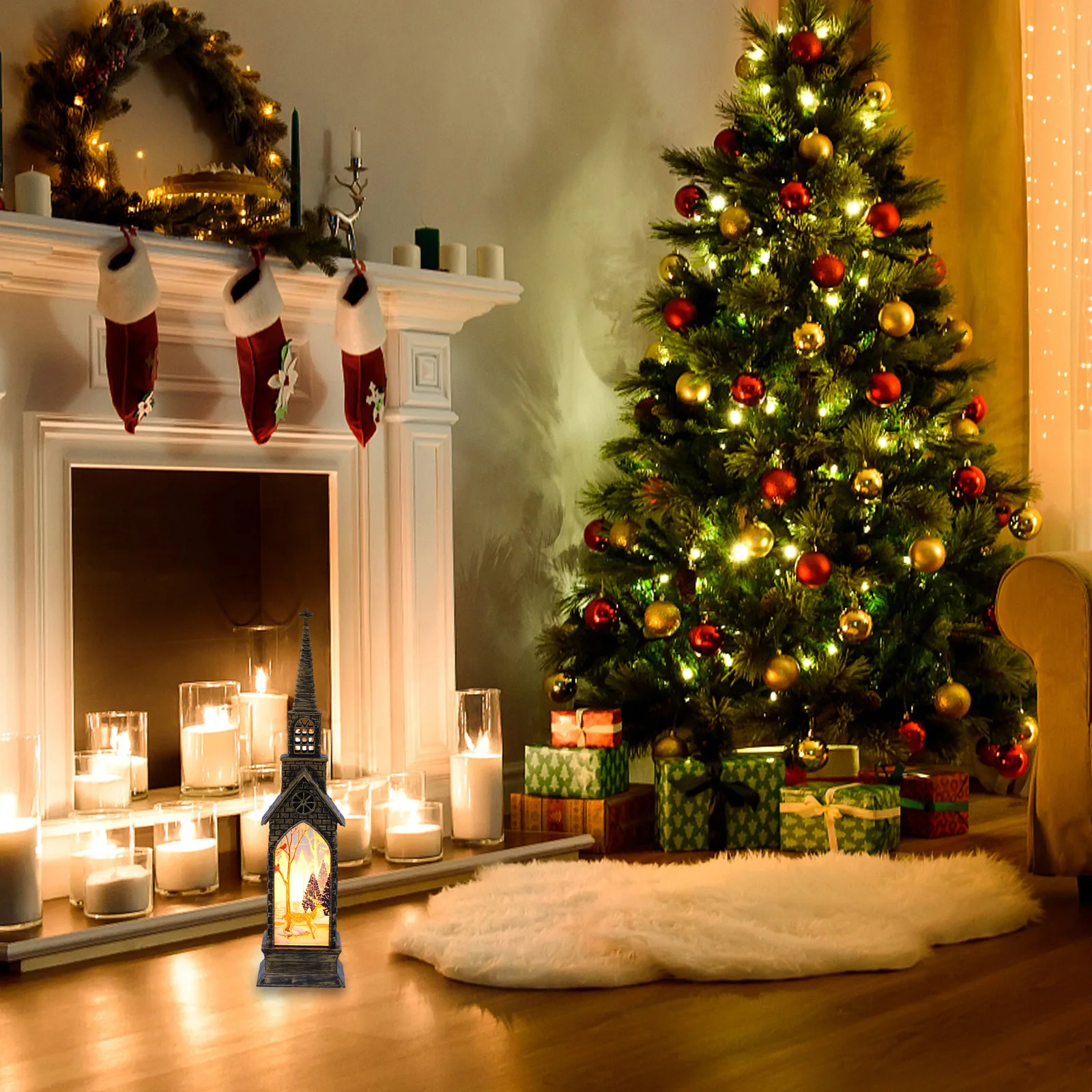 

1pc Led Small Wind Light Christmas Decoration Luminous Ornament Festive Night Light Desktop Decor Small Adornment