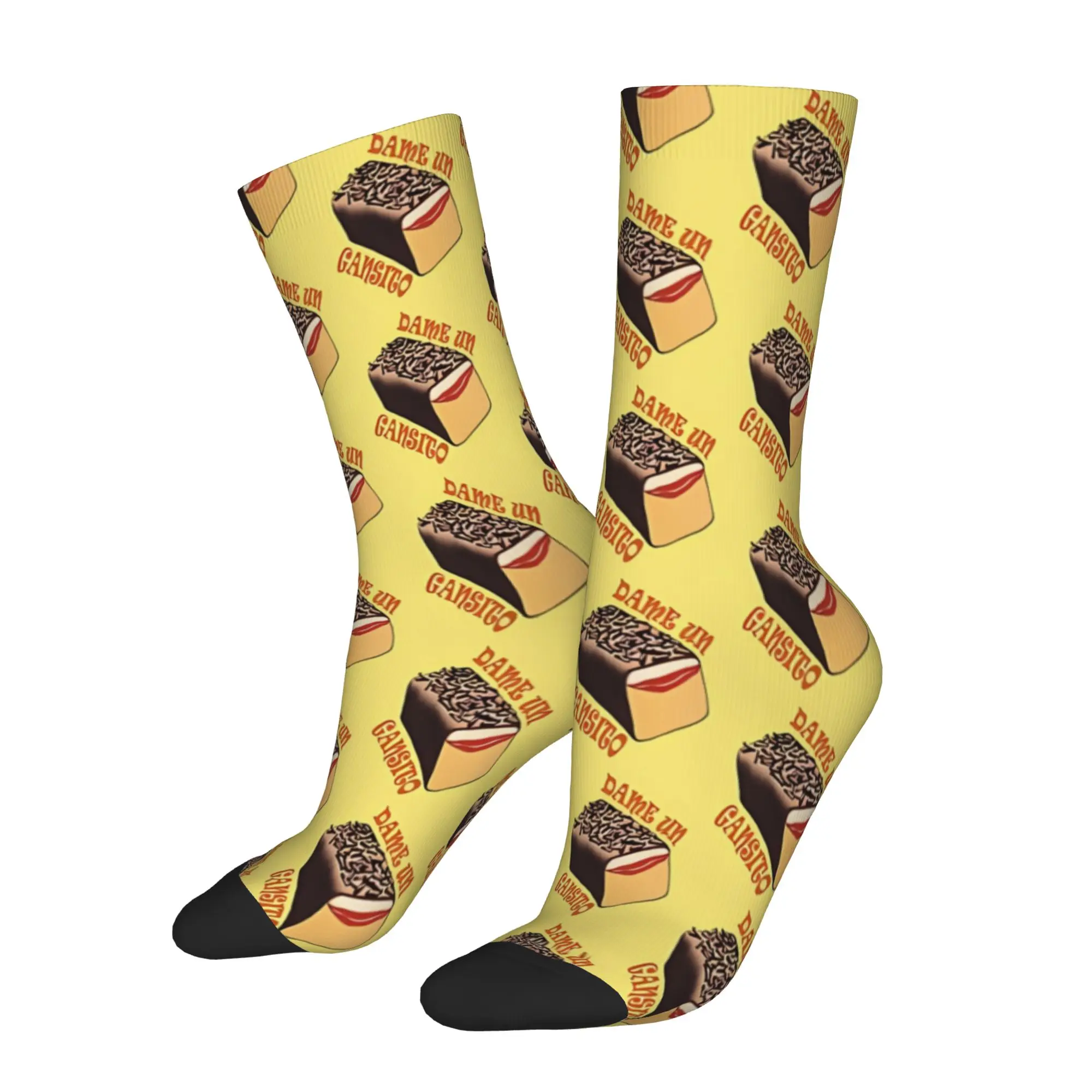 1 par de calcetines divertidos Gansito Chocolatey Snack con estampado vintage sin costuras, calcetines informales para hombre