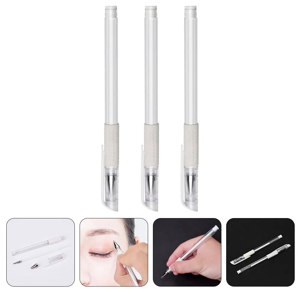 

3 Pcs White Waterproof Anti Oil Skin Marker for Eyebrow Embroidery Positioning Lasting Professional Body