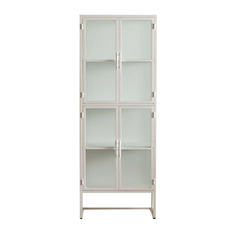 

French metal entrance shoe cabinet, guest restaurant storage side modern simple glass