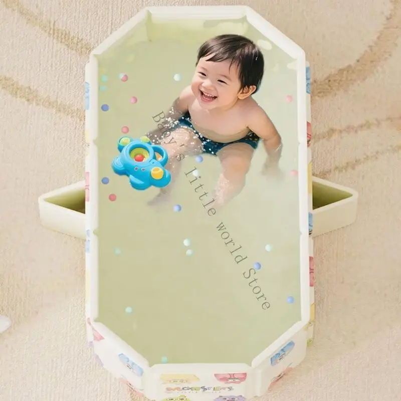حوض استحمام للأطفال قابل للطي، حوض استحمام قابل للطي للرضع، قطن لؤلؤي آمن وPVC لتجربة حمام صحية B2EB #5