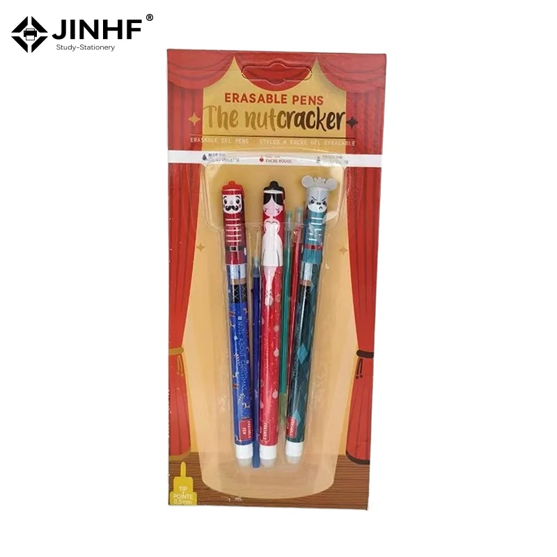 

Cartoon Erasable Gel Pens Christmas Edition Pens With Eraser For Students Writing Pen Stationery Birthday New Year Gift