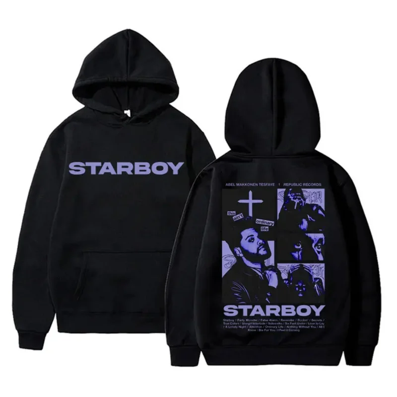 Rapper The Weeknd Starboy Print Hoodie Men Women Hip Hop Vintage Sweatshirt Male Oversized Hoodies Mens Cool Streetwear Fan Gift