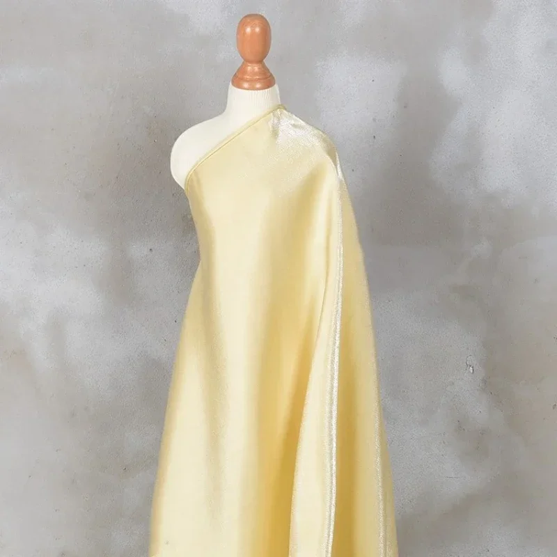 

Apricot Colored Satin Iridescent Crystal Satin Fabric Rayon Polyester Material Wholesale Cloth Per Meter for Sewing Diy