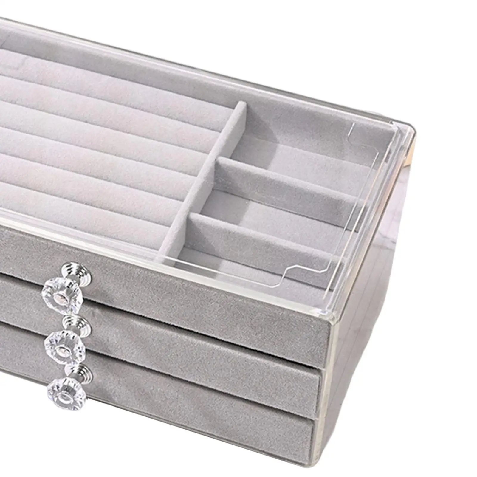 Clear Acrylic Jewelry Organizer with 3 Drawers velvet Jewelry Holder Case for Vanity Table Functional Detachable Sturdy Elegant