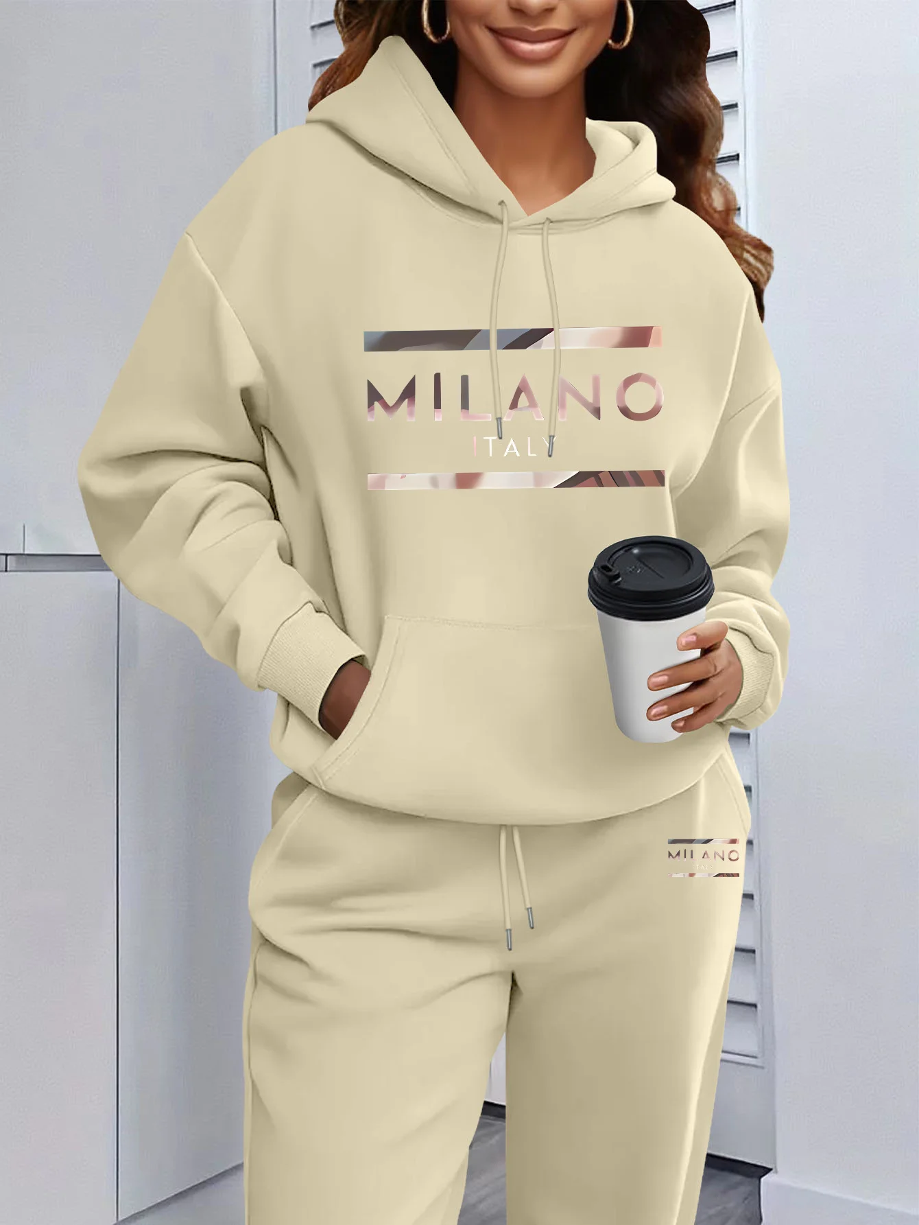 2026 Womens Print Hooded Sweatshirts Suit High Quality Hot Sales Outfits Clothing Fashion Casual Jogging Pants Sets hoodie view 5