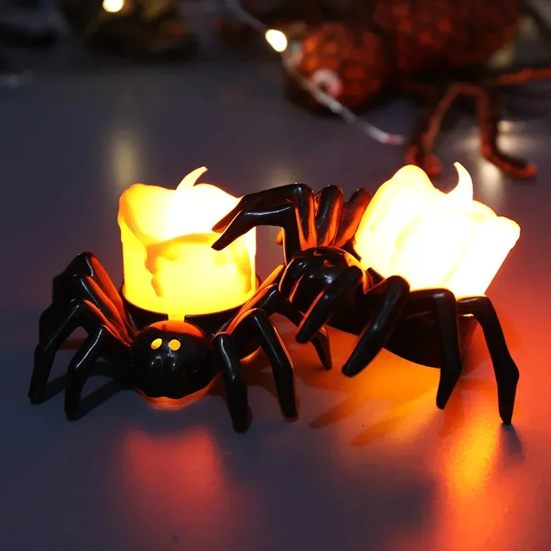 Halloween Spider Pumpkin Lantern Atmosphere Decoration Prop LED Electronic Light Glowing Nightlight Ornament