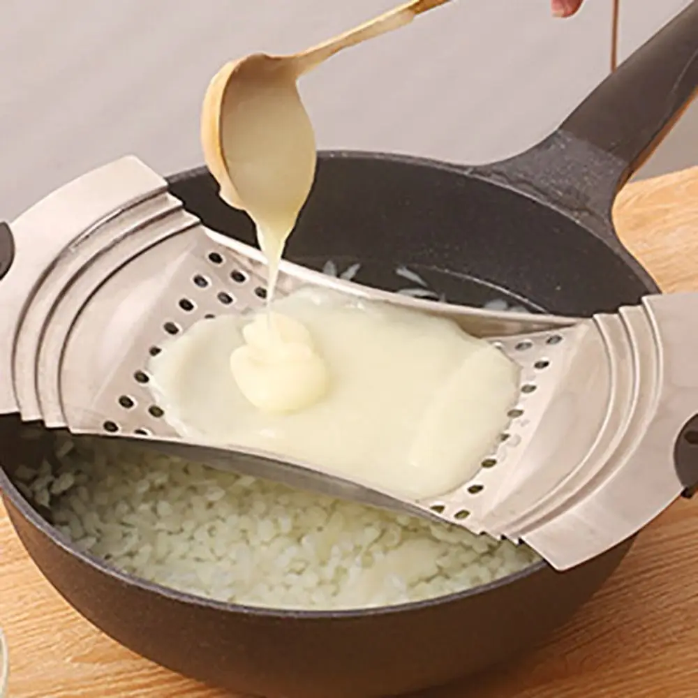 Spaetzle Maker con agarre de silicona con pala, fabricante de fideos de huevo alemán de acero inoxidable, filtro de aceite engrosado de gran tamaño
