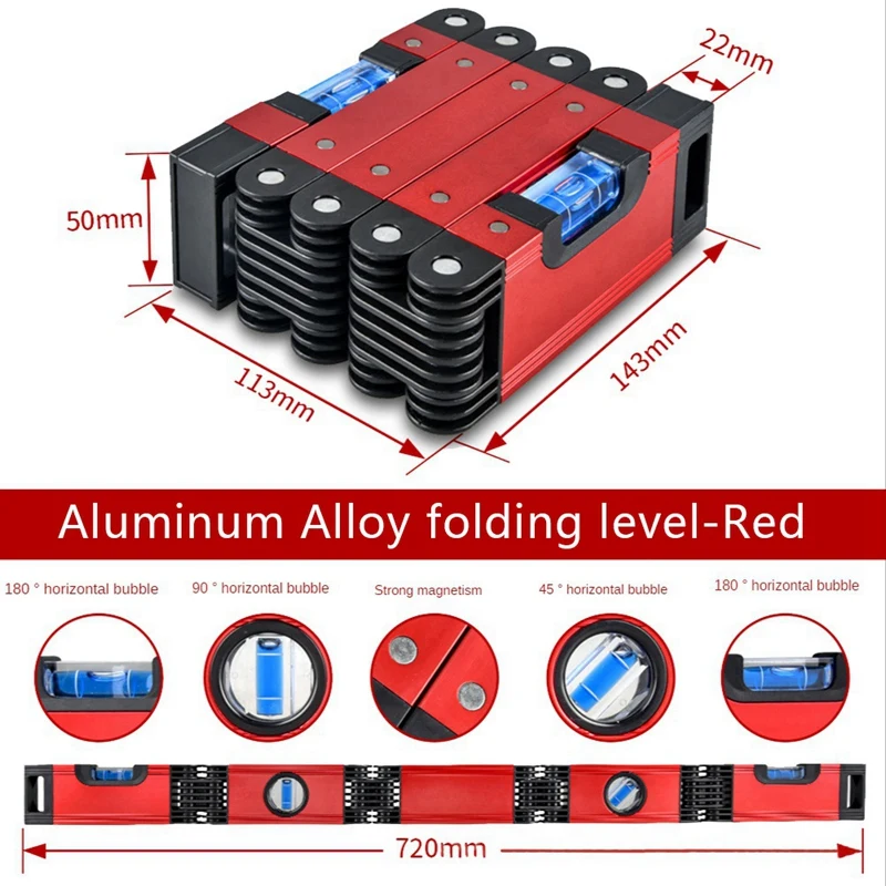 Imagem -06 - Medição de Precisão Multi-angle Folding Spirit Level Level Tool Magnetic Level 45 ° 90 ° 180 ° pc