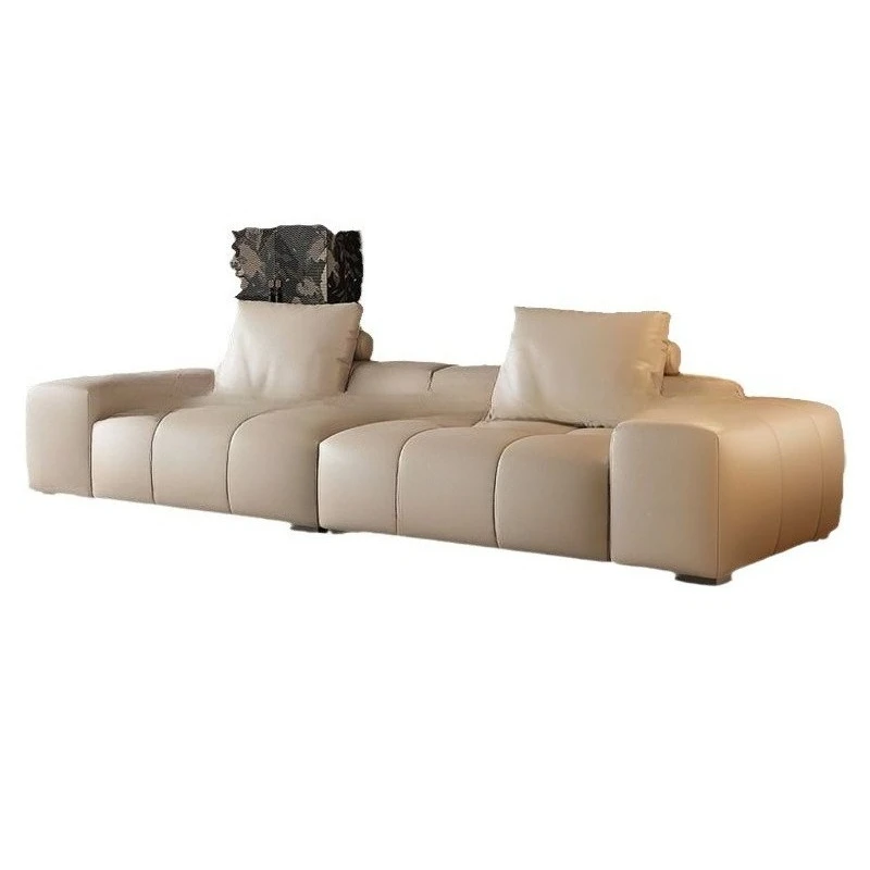 

Italian couchsurf tofu block pixel module first floor villa light luxury leather sofa