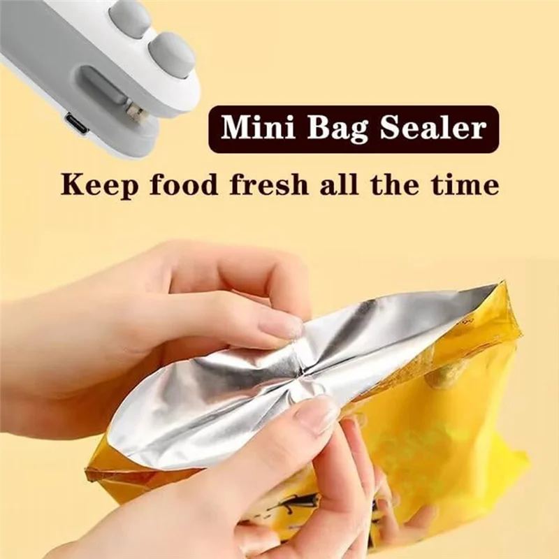 

Mini Bag Sealer, 2-In-1 USB Charging Sealer, Portable Handheld Rechargeable Vacuum Food Sealer, Bag Sealer-AT64