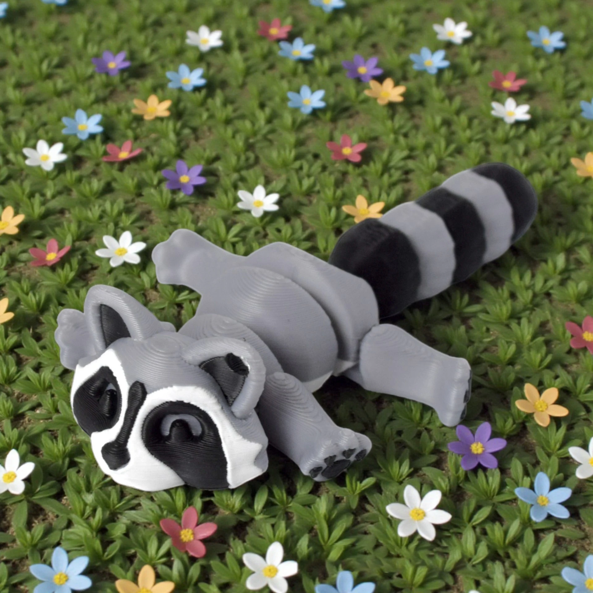 Cute Grey Raccoon 3D Printed Toys Simulation Animal Raccoon Toy Model Joints Movable Home Office Decoration Holiday Gift