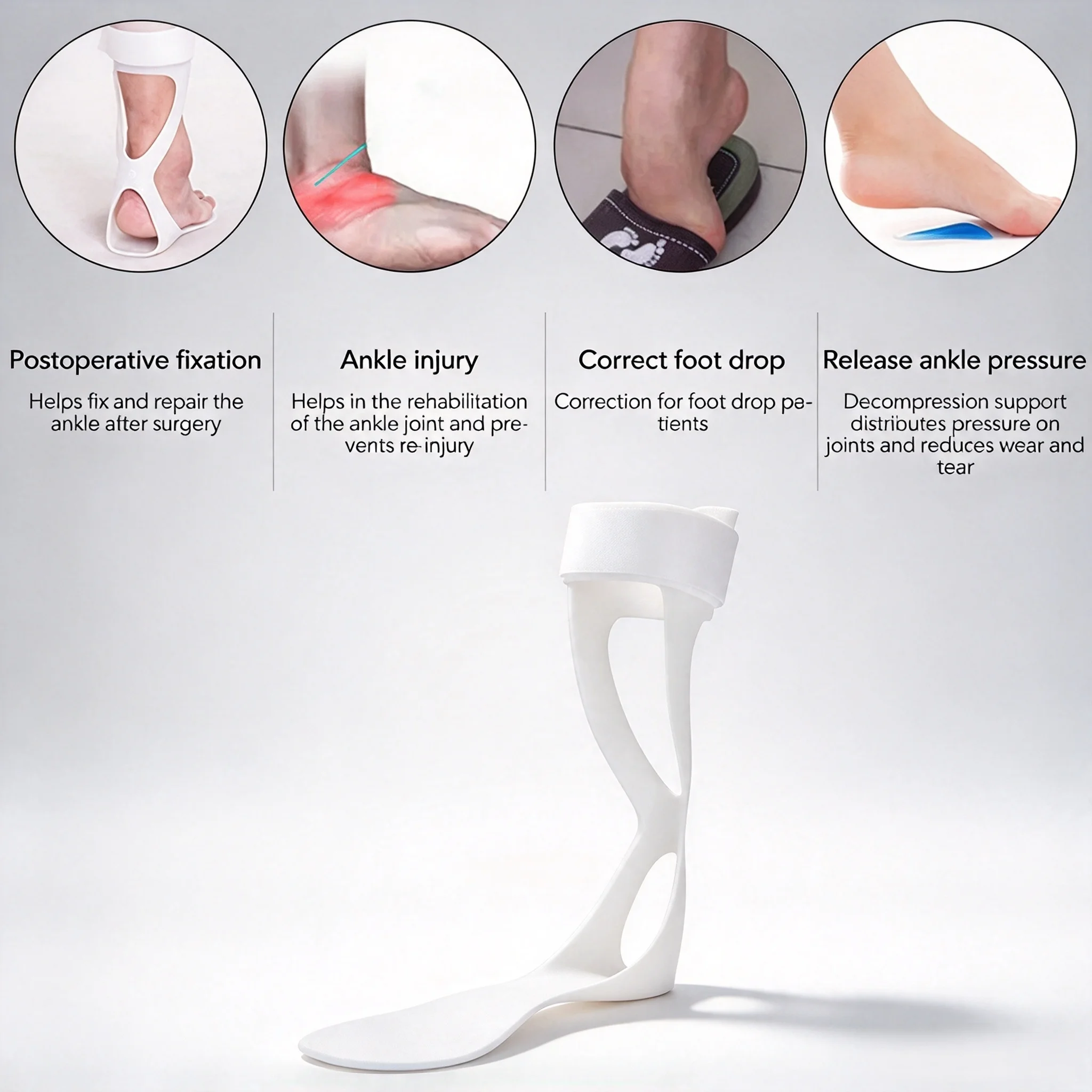 AFO Adjustable Ankle Foot Orthosis Drop Foot Support Brace for Stroke Hemiplegia Foot Drop & Valgus Correction Comfortable Fit