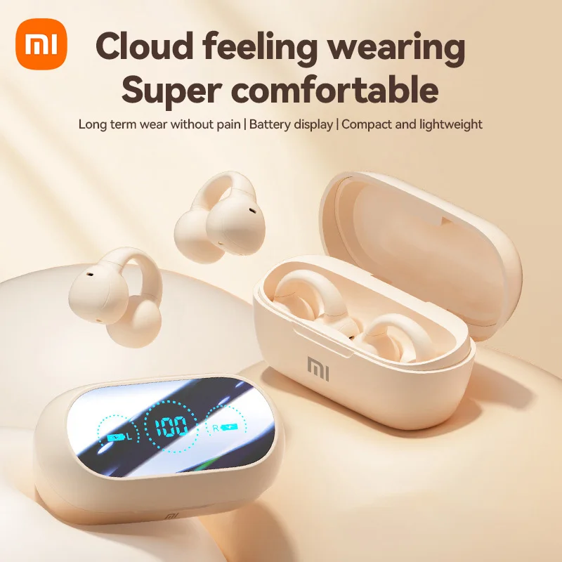 XIAOMI M59 Wireless Ear Clip Earbuds TWS Bluetooth LED Digital Display Earphones ENC Touch Control Headphone HiFI Stereo Headset