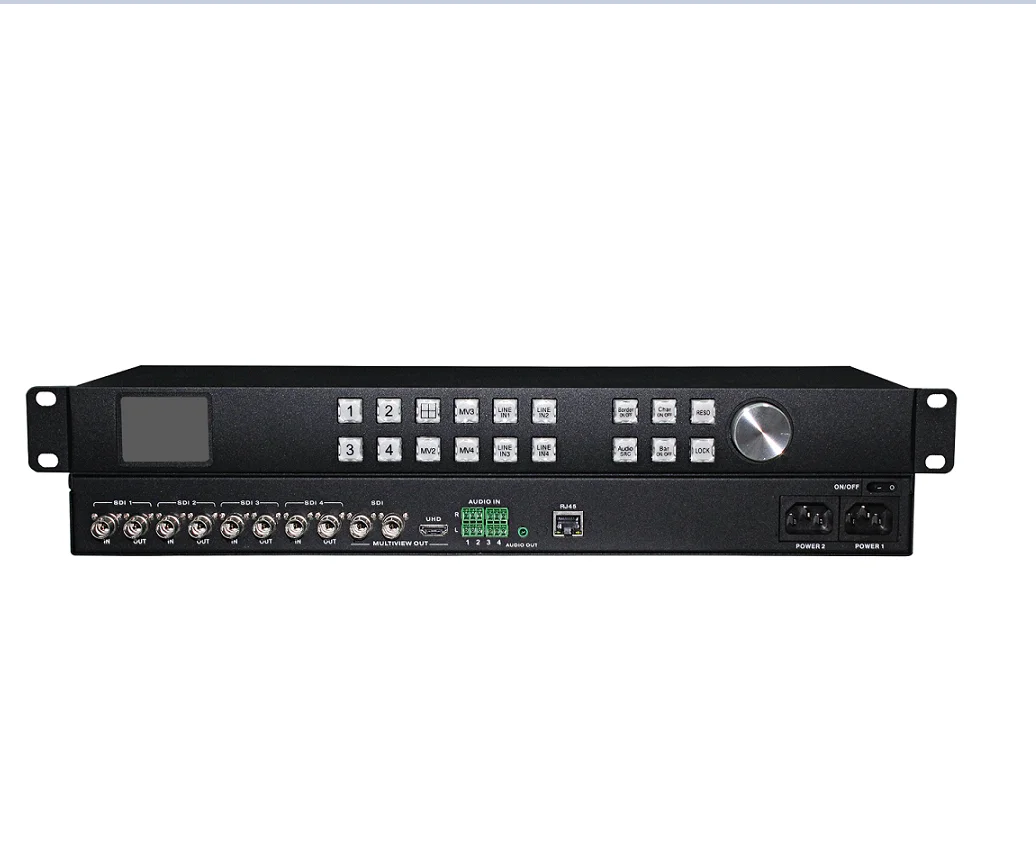 Quad Screen 12G/4K SDI Multiviewer with Redundant Power Supply 1-Year Warranty DeviceWell MVP2204 Multiview Broadcast-GradeAR
