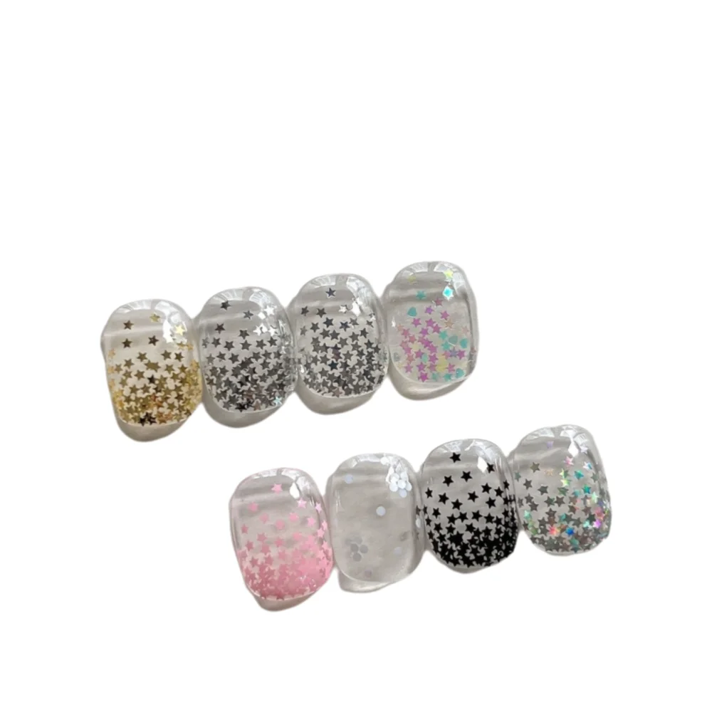 12Grids/Box 3D Irregular Shape Nail Art Charms Five-pointed Star Aurora Shell Imitation Pearl Nail Decoration Sparkling Flakes