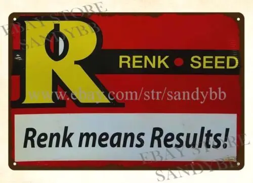 RENKS SEED CORN HYBRID RENK MEANS RESULTS metal tin sign collective wall man