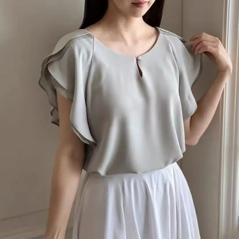 Retro New Chinese Sle irt Summer Trendy Slimming Plumpn Clothing Design Sense Ele Faionable Top Women's irt