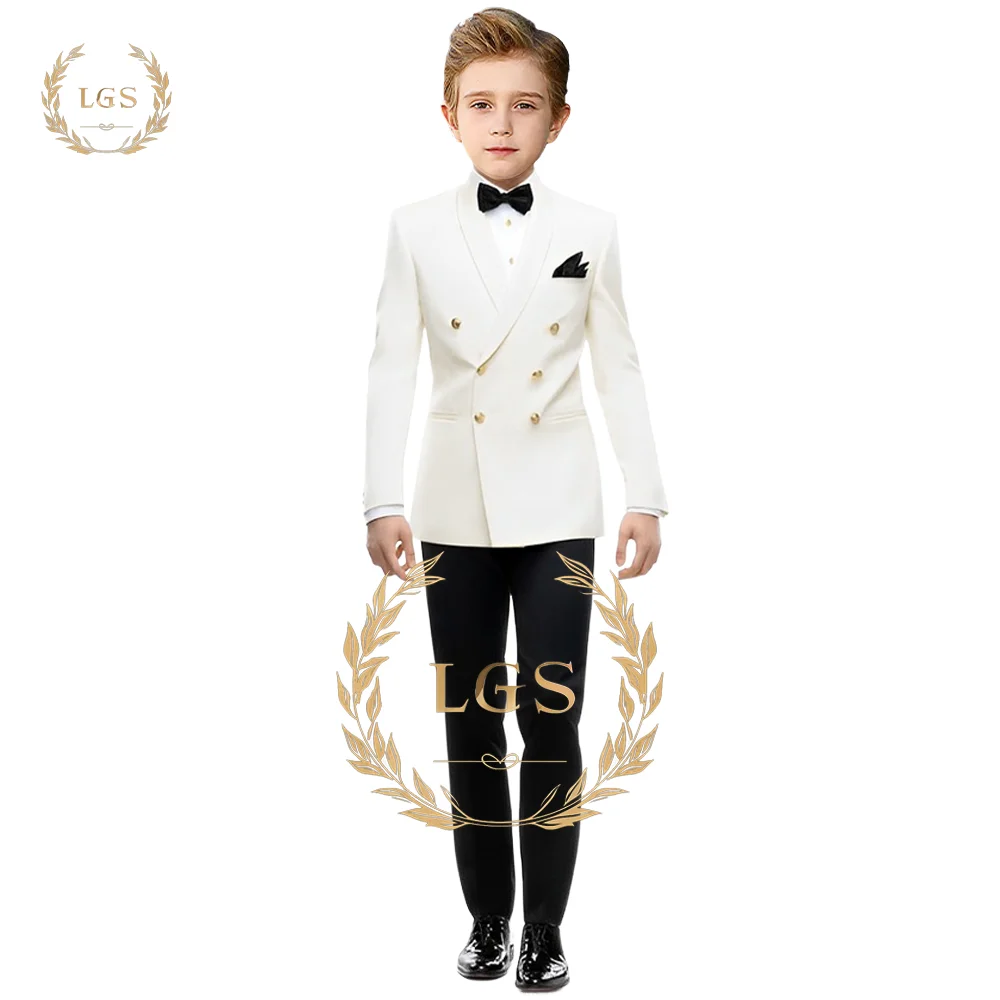 Boys double-breasted wedding suit 2-piece suit (jacket and trousers set) 3~16 years old children\'s formal custom suit