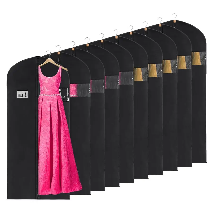 

60 чехлов для платьев, длинные, комплект из 10 штук, для подвешивания одежды, для хранения в шкафу, защитные чехлы для одежды
