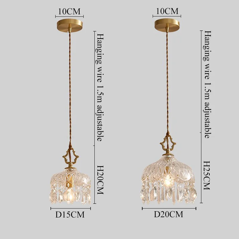 Modern LED Pendant Light Crystal Chandeliers Bedroom Luxury Glass Pendant Lamp for Home Decor Suspension Hanging Lights Fixtures